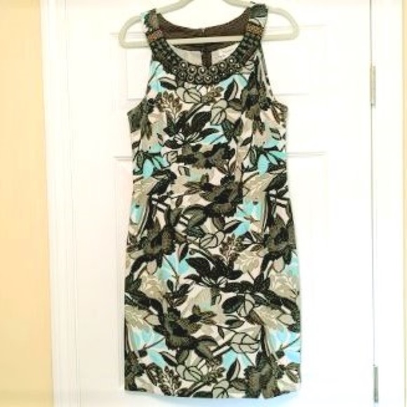 Dress Barn Dresses & Skirts - Dress Barn Sleeveless Beaded Neckline Dress Sz 12